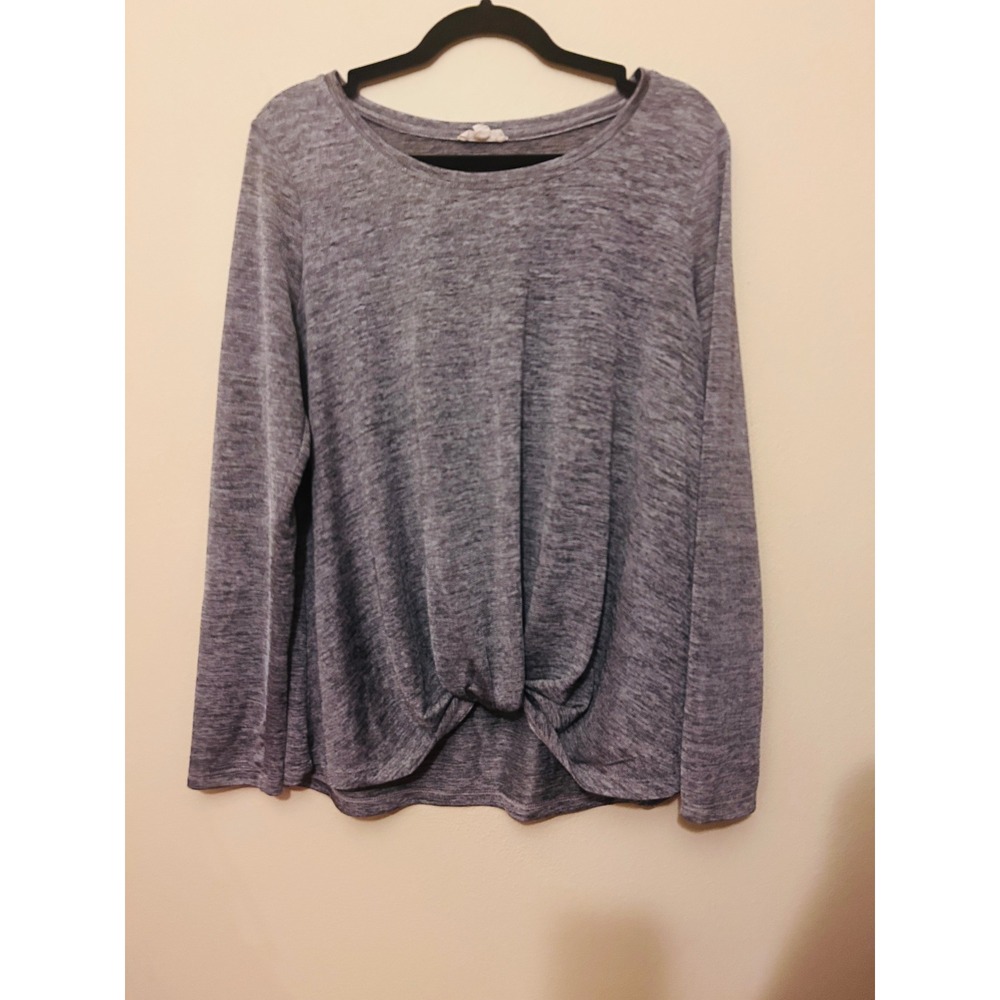 Jane and Delancey Top Women Large Gray Excellent Twist Long Sleeve Space-Dye